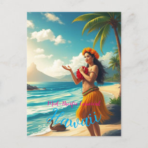 Cartes Pour Fêtes Annuelles Style vintage Hawaiian Travel Honolulu Hula Girl