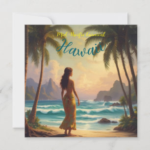 Cartes Pour Fêtes Annuelles Style vintage Hawaiian Travel Honolulu Hula Girl