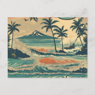 Cartes Pour Fêtes Annuelles Style vintage Hawaiian Travel Honolulu Mid-Pacific