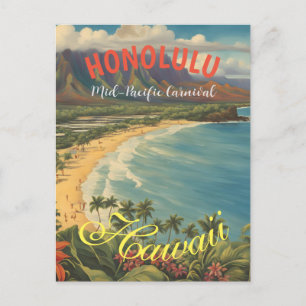 Cartes Pour Fêtes Annuelles Style vintage Hawaiian Travel Honolulu Mid-Pacific