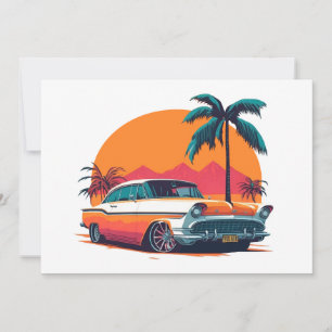 Cartes Pour Fêtes Annuelles Style Vintage Sunset Lowrider Rétro Cruise Vibes 