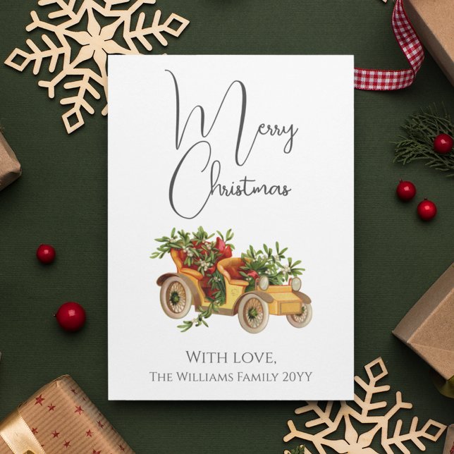 Cartes Pour Fêtes Annuelles Style vintage Vieux Mistletoe Joyeux Noël (Vintage Style Old Car Mistletoe Merry Christmas Holiday Card
)