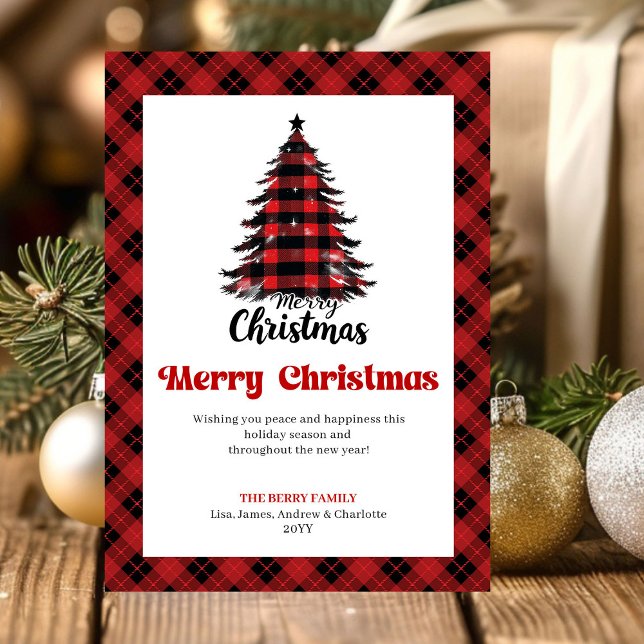 Cartes Pour Fêtes Annuelles Stylish Buffalo Check Christmas Greeting Card (Stylish Buffalo Check Christmas Greeting Card)