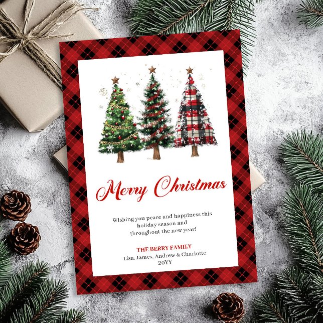 Cartes Pour Fêtes Annuelles Stylish Buffalo Plaid Christmas Tree Holiday Card (Stylish Buffalo Plaid Christmas Tree Holiday Card)
