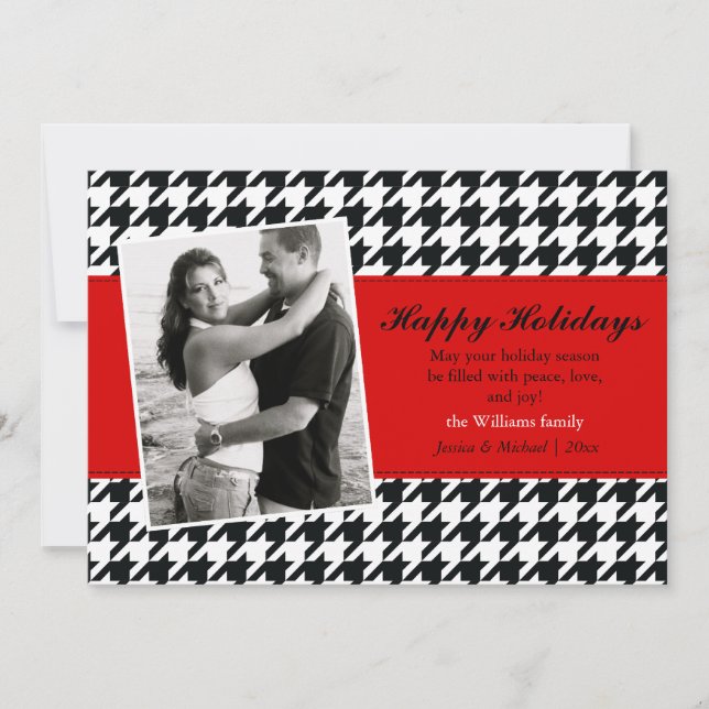 Cartes Pour Fêtes Annuelles Stylish Houndstooth Holiday Card (Devant)
