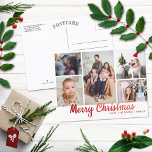 Cartes Pour Fêtes Annuelles Stylish Red Merry Christmas 5 Photo collage<br><div class="desc">These fun and modern holiday postphoto cards are perfect for emission out to family and friends this Christmas. The design feh a red typographiy "Merry Christmas" with a 5 photo collage that is easy to change to make it personal to you and your family.</div>
