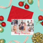 Cartes Pour Fêtes Annuelles Stylish Red Merry Christmas 5 Photo collage<br><div class="desc">Ces cartes photos de vacances amusants et modernes sont parfaits pour envoyer en famille et entre amis ce Noël. Le design comporte une typographie rouge "Joyeux Noël" avec un collage photo de 5 qui est facile à changer pour le rendre personnel pour vous et votre famille.</div>