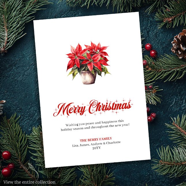 Cartes Pour Fêtes Annuelles Stylish Red White Poinsettia Holiday Greeting Card (Stylish Red White Poinsettia Holiday Greeting Card

)