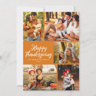 Cartes Pour Fêtes Annuelles Stylish script orange thanksgiving photo