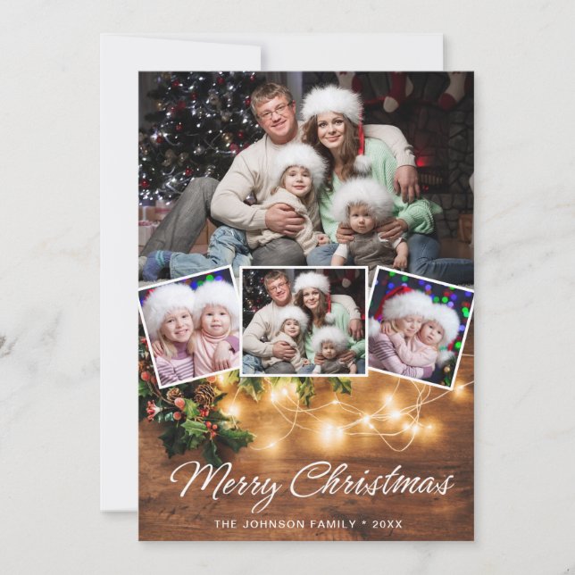 Cartes Pour Fêtes Annuelles Succursale de Mistletoe Rustique 4 PHOTO Noël Salu (Devant)