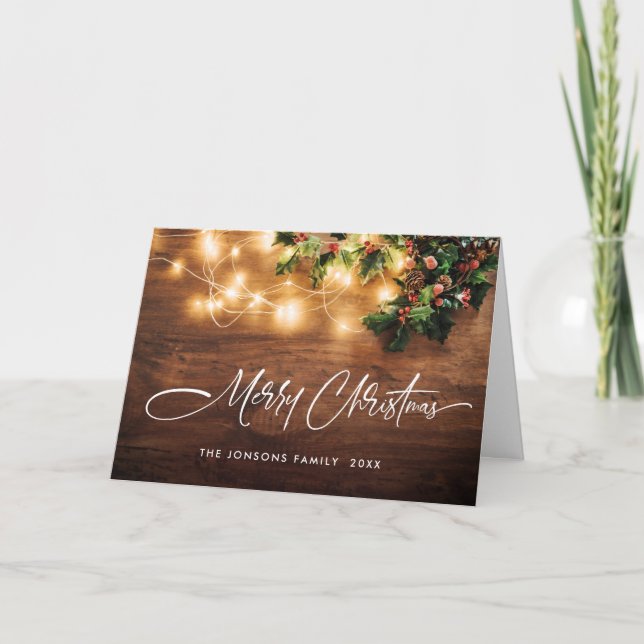 Cartes Pour Fêtes Annuelles Succursale de Mistletoe Salutation de Noël rustiqu (Devant)