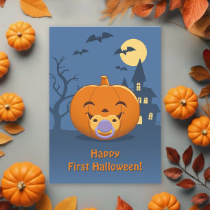 Cartes Pour Fêtes Annuelles Sucette de premier Halloween bébé Citrouille