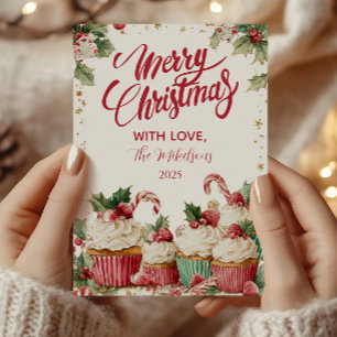 Cartes Pour Fêtes Annuelles Sucre de canne Festif Cupcake