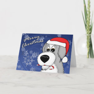 Cartes Pour Fêtes Annuelles sucre de canne Old English Sheepdog Christmas Card