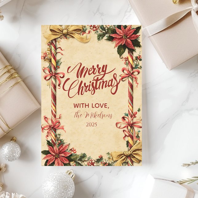 Cartes Pour Fêtes Annuelles Sucre de canne Poinsettia Noël (Créateur téléchargé)