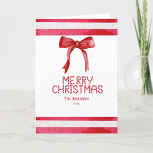 Cartes Pour Fêtes Annuelles Sucre de canne Red Bow Joyeux Noël personnalisé