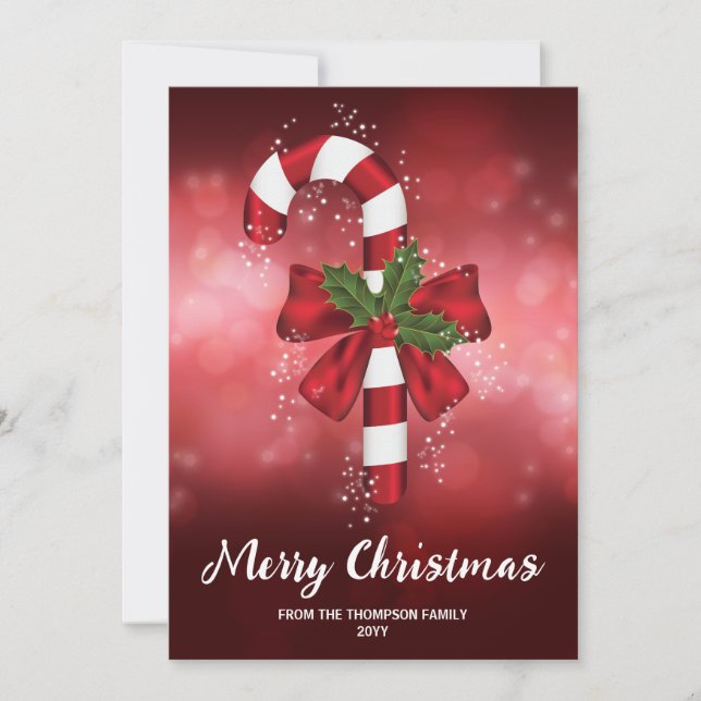 Cartes Pour Fêtes Annuelles Sucre de canne Rouge Sur Un Arrière - plan Red Bok (Devant)