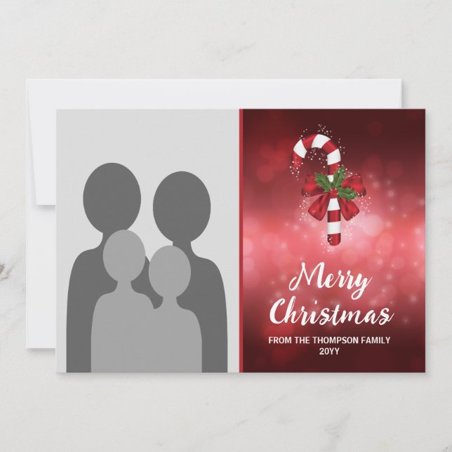 Cartes Pour Fêtes Annuelles Sucre de canne Rouge Sur Un Arrière - plan Red Bok (Devant)