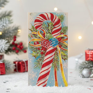 Cartes Pour Fêtes Annuelles Sucre de canne vintage Noël personnalisé