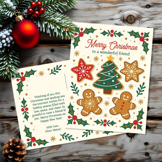 Cartes Pour Fêtes Annuelles Sucre pain d'épices Cookies Holly Berries Noël (Créateur téléchargé)