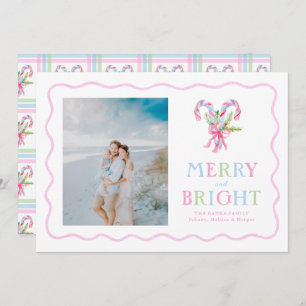 Cartes Pour Fêtes Annuelles Sucres de canne d'aquarelle Preppy Wavy Frame