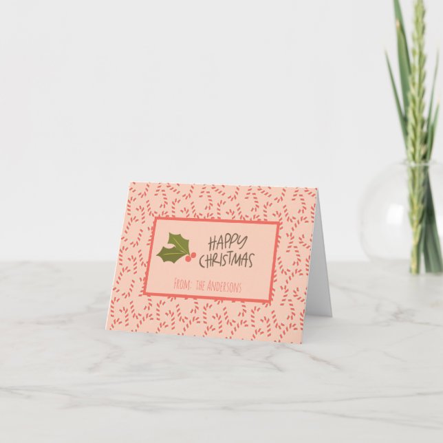 Cartes Pour Fêtes Annuelles Sucres de canne de Noël roses Peachy (Devant)