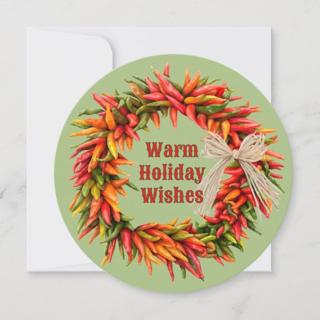 Cartes Pour Fêtes Annuelles Sud-Ouest Chili Ristra Wreath Custom (Devant)