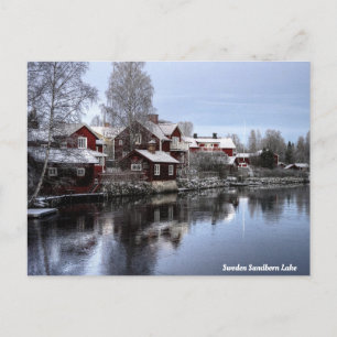 Cartes Pour Fêtes Annuelles Suède Lac Sundborn en hiver