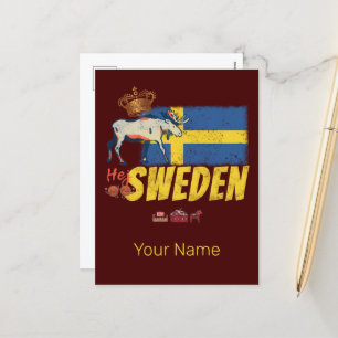 Cartes Pour Fêtes Annuelles Suède Pavillon Vintage Retro Moose Holiday Souveni