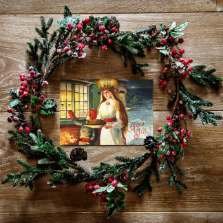 Cartes Pour Fêtes Annuelles Suédois Vintage Lucia God Jul Joyeux Noël
