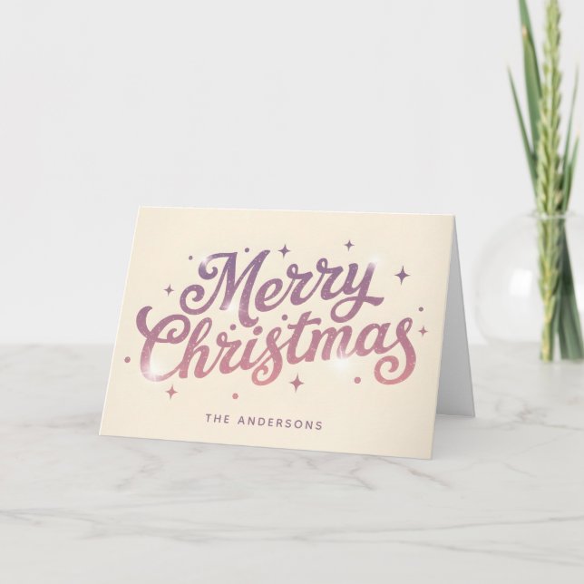 Cartes Pour Fêtes Annuelles Sugarplum Retro Script Joyeux Noël (Devant)