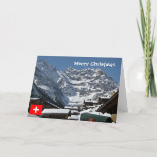 Cartes Pour Fêtes Annuelles Suisse, Village sous la montagne