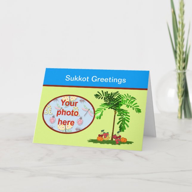 Cartes Pour Fêtes Annuelles Sukkot Jewish holiday custom photo add photo (Devant)