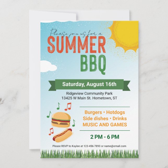 Cartes Pour Fêtes Annuelles Summer BBQ Flat Holiday Card (Devant)