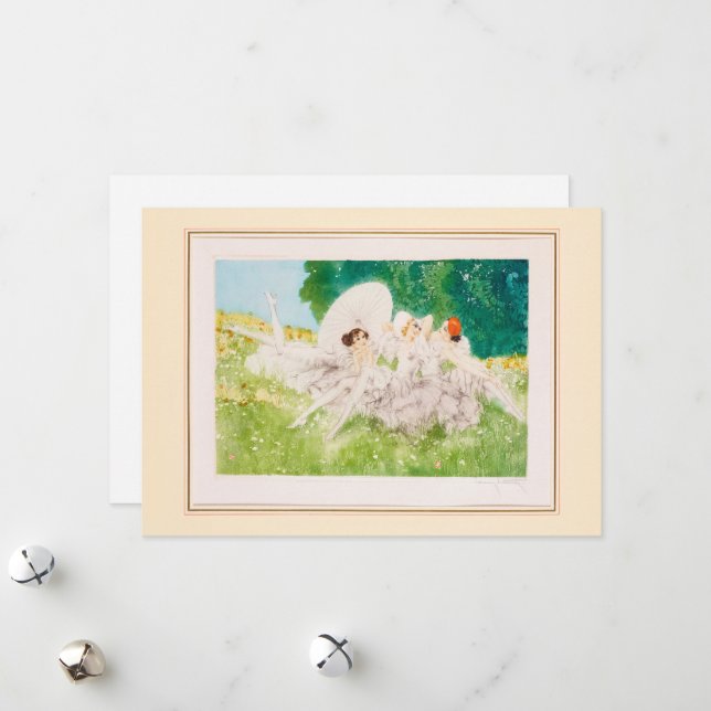 Cartes Pour Fêtes Annuelles Summer Dreams, 1934 par Louis Icart (Devant/Arrière en situation)