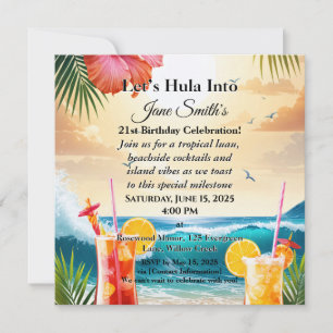 Cartes Pour Fêtes Annuelles Summer Tropical Luau Beach Party 21e anniversaire