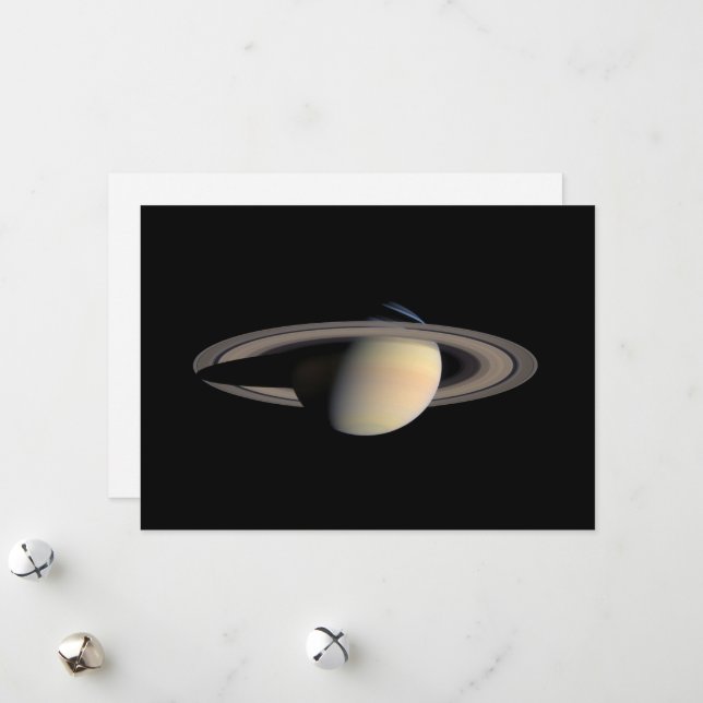 Cartes Pour Fêtes Annuelles Sunlit Saturn Gas géant Planet par Cassini (Devant/Arrière en situation)