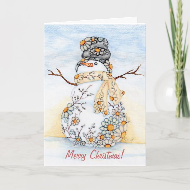 Cartes Pour Fêtes Annuelles Sunrise Daisy Snowman (Devant)