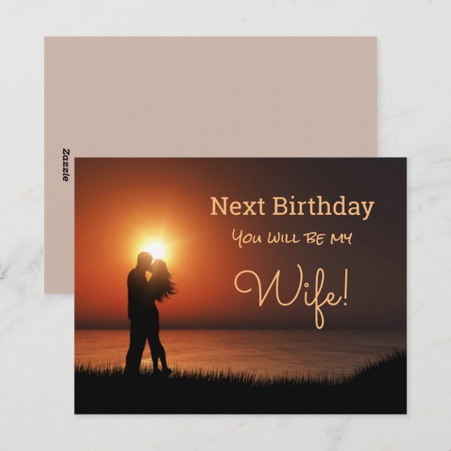 Cartes Pour Fêtes Annuelles Sunset Kiss Joyeux anniversaire future femme (Devant / Derrière)