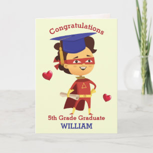 Cartes Pour Fêtes Annuelles Super Boy Félicitations 5e année