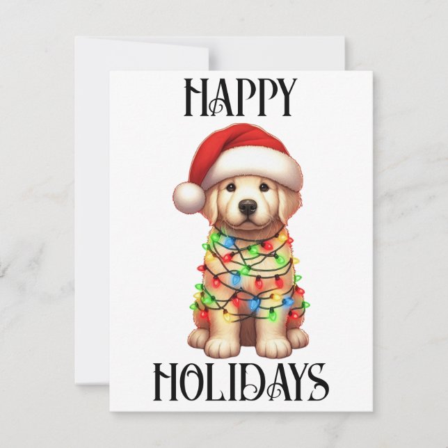Cartes Pour Fêtes Annuelles Super Christmas Golden Retriever (Devant)