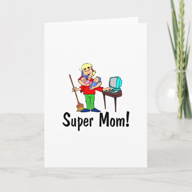 Cartes Pour Fêtes Annuelles Super Maman (4 Bras) (Devant)