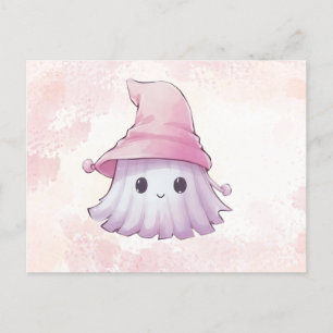 Cartes Pour Fêtes Annuelles Super mignon Ghost Blush Aquarelle Halloween