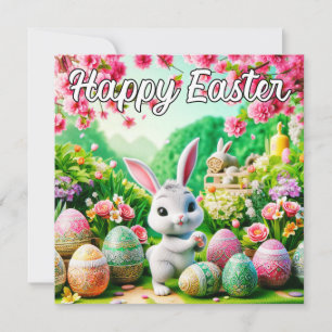 Cartes Pour Fêtes Annuelles Super mignon lapin de Pâques