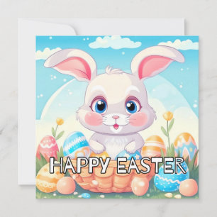 Cartes Pour Fêtes Annuelles Super mignon lapin de Pâques
