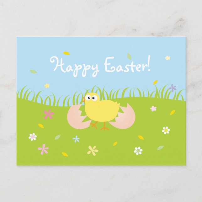Cartes Pour Fêtes Annuelles Super mignonne Bon Bébé de Pâques poussin (Devant)