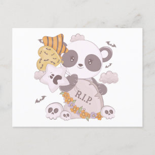 Cartes Pour Fêtes Annuelles Super mignonne Panda Grave RIP Ghost Bats Hallowee