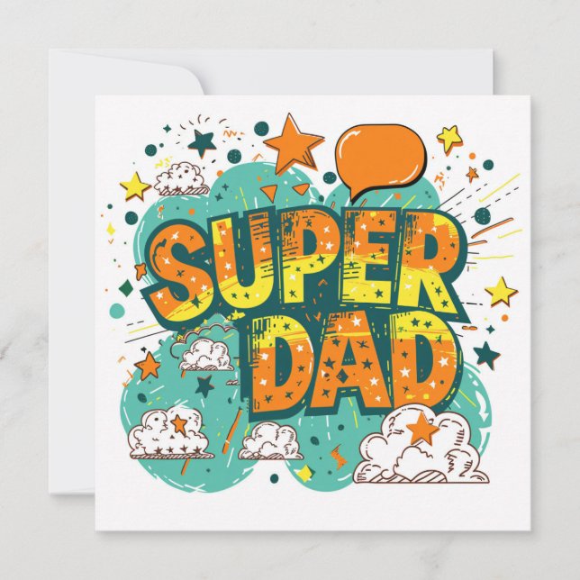 Cartes Pour Fêtes Annuelles Super Papa (Devant)