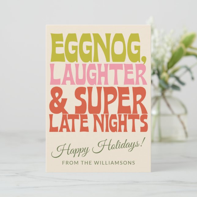 Cartes Pour Fêtes Annuelles Super unique rétro drôle Eggnog personnalisé Noël (Debout devant)