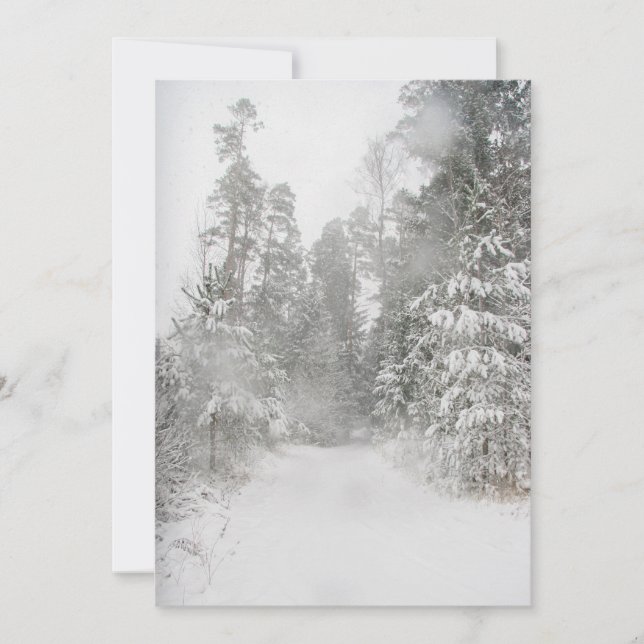 Cartes Pour Fêtes Annuelles Superbe paysage hivernal avec route enneigée (Devant)